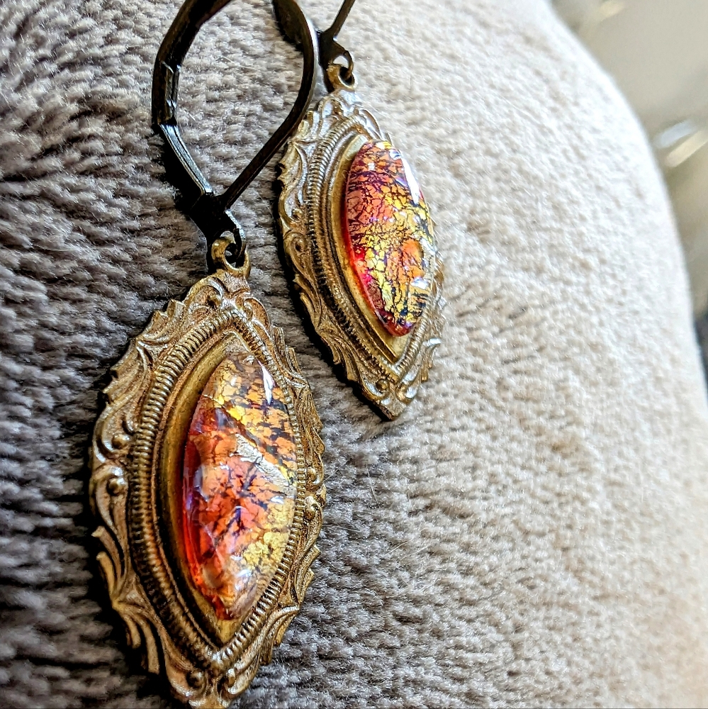 Vintage glass opal earrings